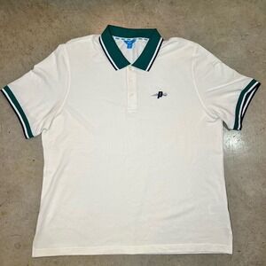 Prince Pickleball Men's Ivory Polo Shirt Size XL Green Blue Accents
